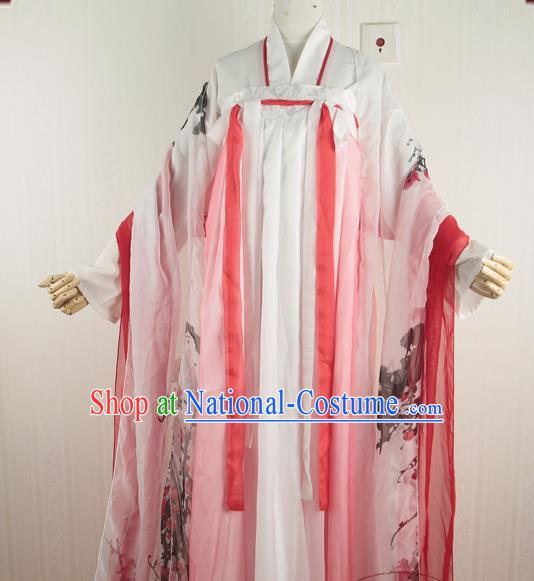 China Traditional Tang Dynasty Princess Pink Hanfu Dress Cosplay Noble Lady Clothing Ancient Fairy Garments