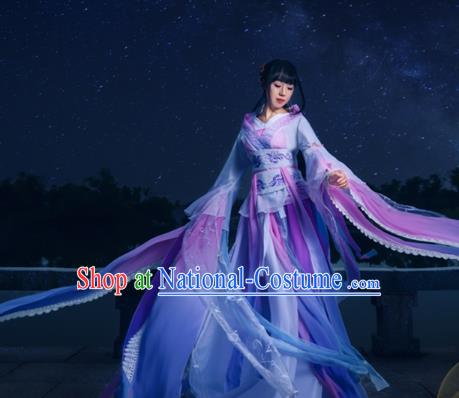 China Cosplay Swordswoman Jiang Yanli Clothing Ancient Young Beauty Garments Traditional Jin Dynasty Princess Hanfu Dress