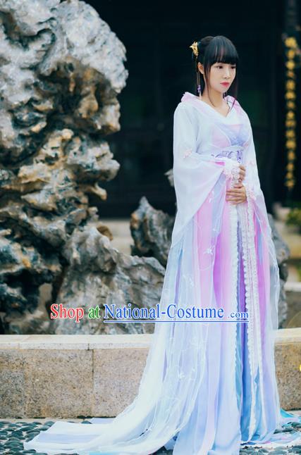 China Cosplay Swordswoman Jiang Yanli Clothing Ancient Young Beauty Garments Traditional Jin Dynasty Princess Hanfu Dress