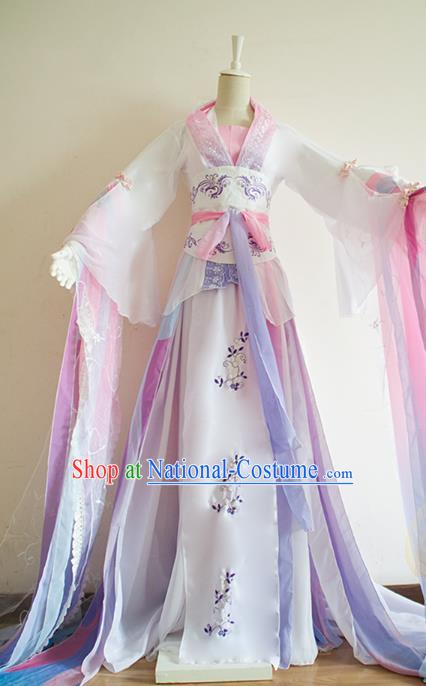 China Cosplay Swordswoman Jiang Yanli Clothing Ancient Young Beauty Garments Traditional Jin Dynasty Princess Hanfu Dress