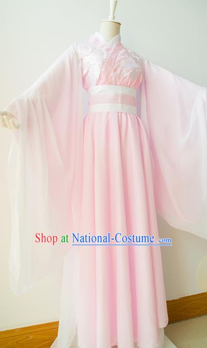 China Traditional Jin Dynasty Princess Pink Hanfu Dress Cosplay Fairy Jin Ni Clothing Ancient Young Beauty Garments