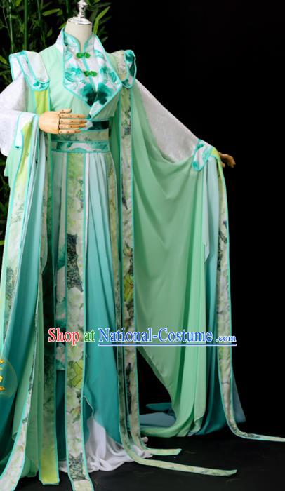 Chinese Ancient Prince Garment Costumes Cosplay Swordsman Shen Qingqiu Green Hanfu Clothing Traditional Song Dynasty Childe Apparels