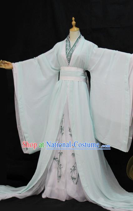 Chinese Traditional Song Dynasty Childe Apparels Ancient Scholar Garment Costumes Cosplay Swordsman Shen Qingqiu Green Hanfu Clothing