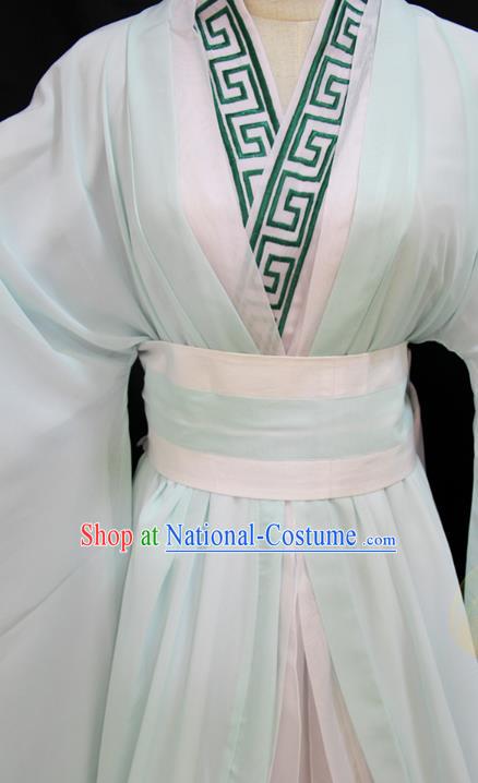 Chinese Traditional Song Dynasty Childe Apparels Ancient Scholar Garment Costumes Cosplay Swordsman Shen Qingqiu Green Hanfu Clothing