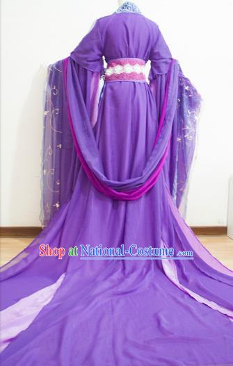 China Cosplay Goddess Jiang Chenyu Clothing Ancient Queen Garments Traditional Song Dynasty Empress Purple Hanfu Dress