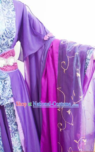 China Cosplay Goddess Jiang Chenyu Clothing Ancient Queen Garments Traditional Song Dynasty Empress Purple Hanfu Dress