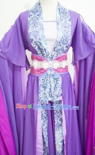 China Cosplay Goddess Jiang Chenyu Clothing Ancient Queen Garments Traditional Song Dynasty Empress Purple Hanfu Dress