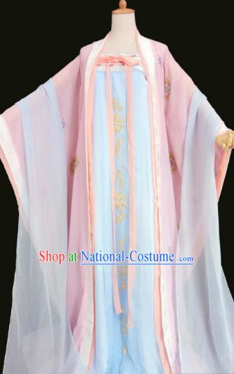 China Cosplay Fairy Clothing Ancient Court Princess Garments Traditional Tang Dynasty Palace Lady Blue Hanfu Dress