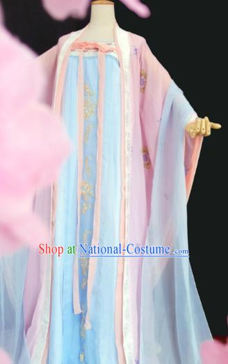 China Cosplay Fairy Clothing Ancient Court Princess Garments Traditional Tang Dynasty Palace Lady Blue Hanfu Dress