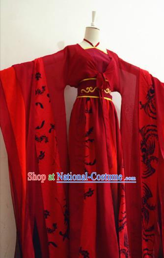 China Cosplay Fairy Bai Fengjiu Clothing Ancient Young Beauty Garments Traditional Tang Dynasty Princess Red Hanfu Dress