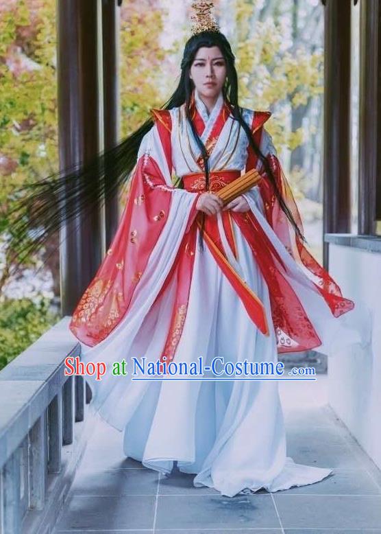 Chinese Cosplay Swordsman Xie Lian Red Clothing Traditional Tang Dynasty Prince Apparels Ancient Childe Garment Costumes