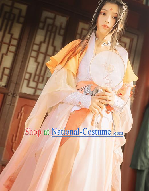 China Traditional Tang Dynasty Princess Hanfu Dress Cosplay Female Swordsman Fu Wanqing Clothing Ancient Fairy Garments