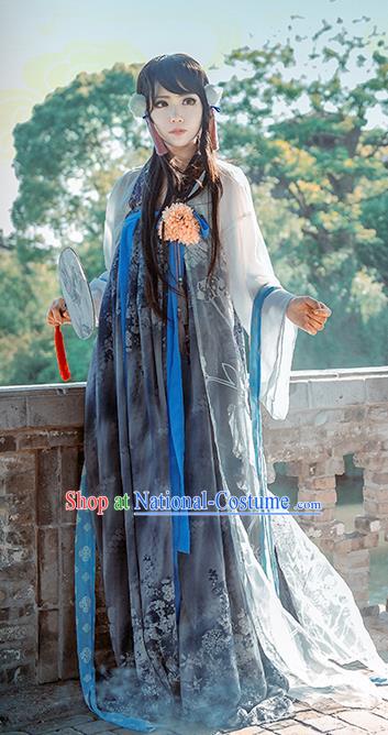 China Traditional Tang Dynasty Young Lady Hanfu Dress Cosplay Swordswoman Clothing Ancient Village Girl Garments