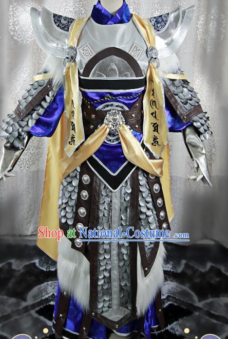 Chinese Ancient Swordsman Garment Costumes Cosplay General Clothing Traditional Myth Heaven Warrior Armor Apparels