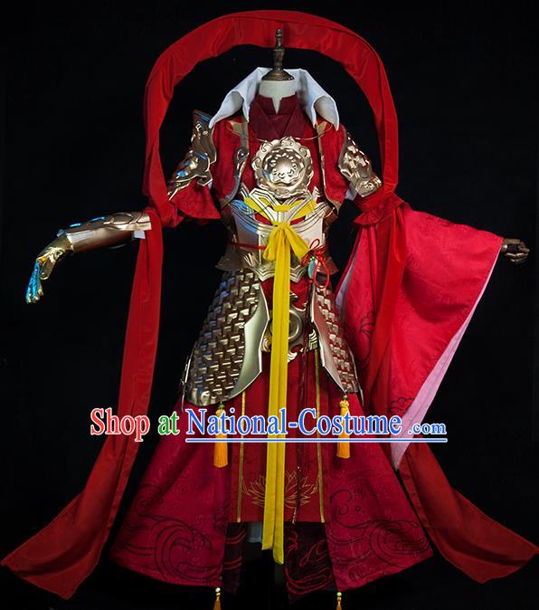 Chinese Ancient Swordsman Garment Costumes Cosplay General Armor Clothing Traditional Heaven Warrior Ne Zha Apparels