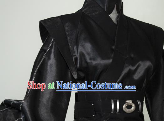 China Ancient Taoist Nun Garments Traditional Heaven Official Blessing Swordswoman Dress Cosplay Female Warrior Black Clothing