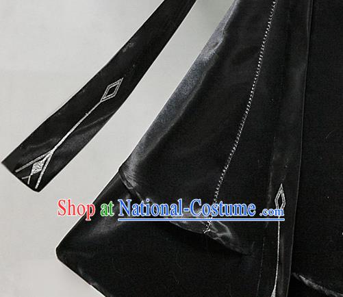 China Ancient Taoist Nun Garments Traditional Heaven Official Blessing Swordswoman Dress Cosplay Female Warrior Black Clothing