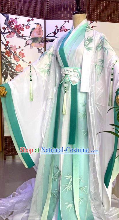 Chinese Traditional Song Dynasty Childe Apparels Ancient Prince Garment Costumes Cosplay Swordsman Qi Rong Green Clothing