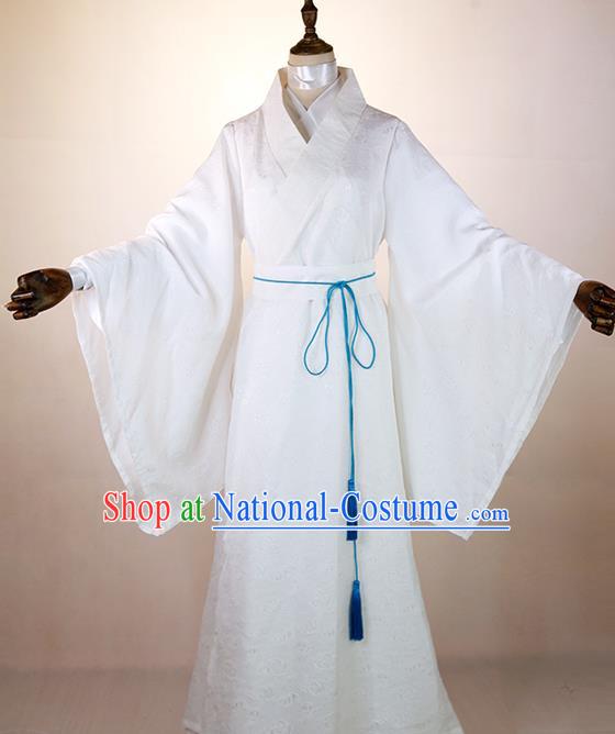 Chinese Cosplay Prince Xie Lian White Clothing Traditional Han Dynasty Young Childe Apparels Ancient Scholar Garment Costumes