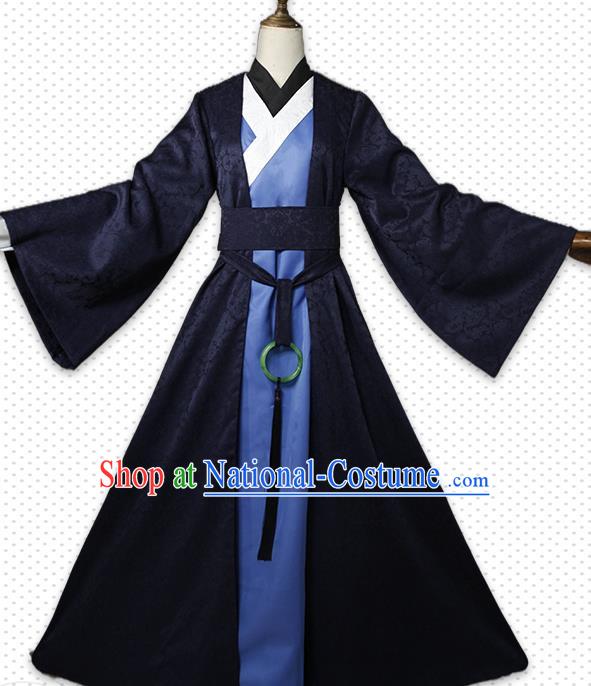 Chinese Ancient Imperial Bodyguard Garment Costumes Cosplay Swordsman Clothing Traditional Ming Dynasty Young Knight Navy Apparels