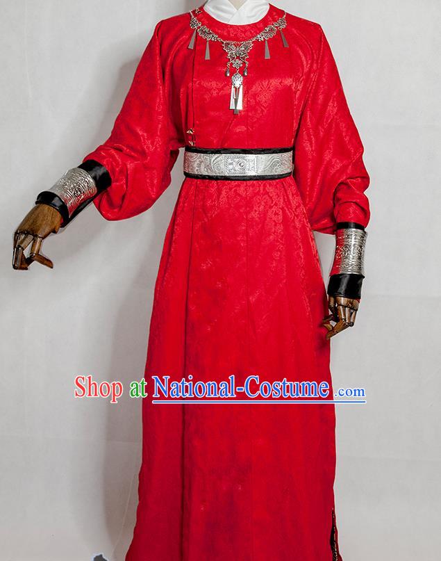 Chinese Ancient Imperial Bodyguard Garment Costumes Cosplay Swordsman Red Robe Clothing Traditional Tang Dynasty Knight Apparels