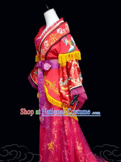 China Ancient Noble Lady Wedding Garments Traditional Tang Dynasty Princess Red Hanfu Dress Cosplay Drama Du Bingyan Clothing