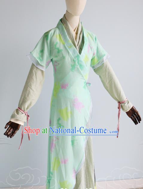 China Traditional Song Dynasty Young Lady Green Hanfu Dress Cosplay Drama The Legend of Sword and Fairy Zhao Linger Clothing Ancient Princess Garments