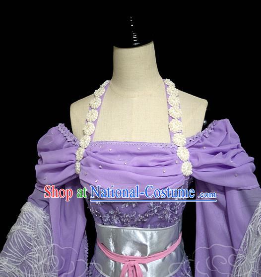 China Ancient Princess Garments Traditional Dance Purple Hanfu Dress Cosplay Drama Seven Fairy Zi Er Clothing