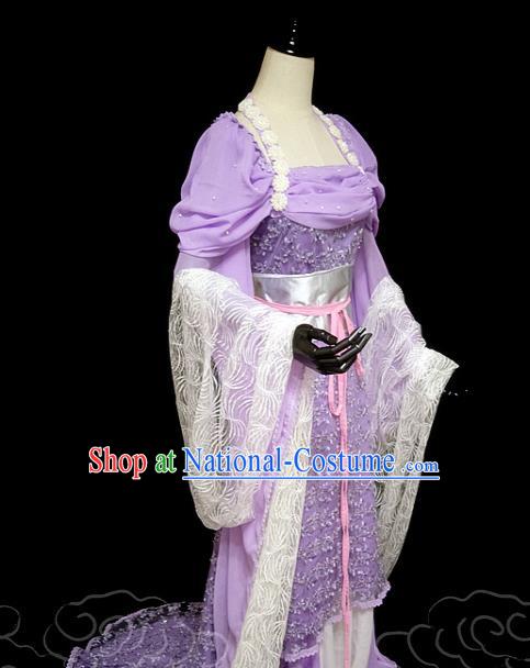 China Ancient Princess Garments Traditional Dance Purple Hanfu Dress Cosplay Drama Seven Fairy Zi Er Clothing