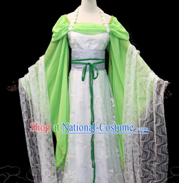 China Cosplay Drama Seven Fairy Lv Er Clothing Ancient Goddess Princess Garments Traditional Dance Green Hanfu Dress