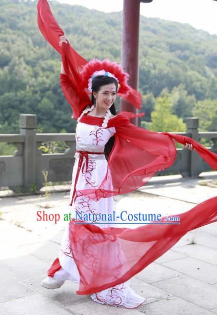 China Cosplay Drama Seven Fairy Hong Er Clothing Ancient Goddess Princess Garments Traditional Dance Water Sleeve Hanfu Dress