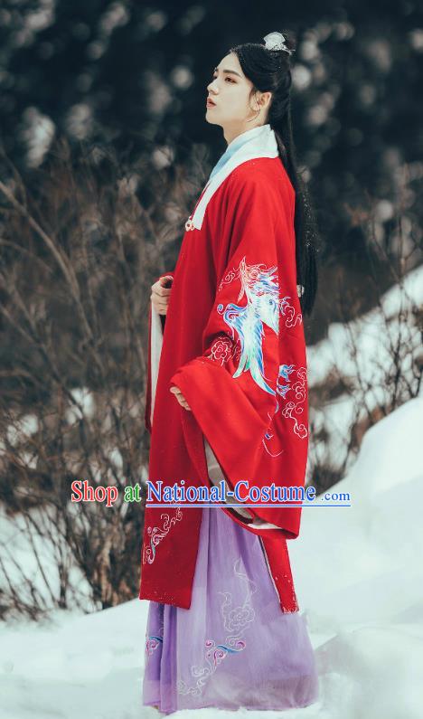 China Traditional Hanfu Garments Ming Dynasty Wedding Clothing Ancient Crown Prince Embroidered Apparels