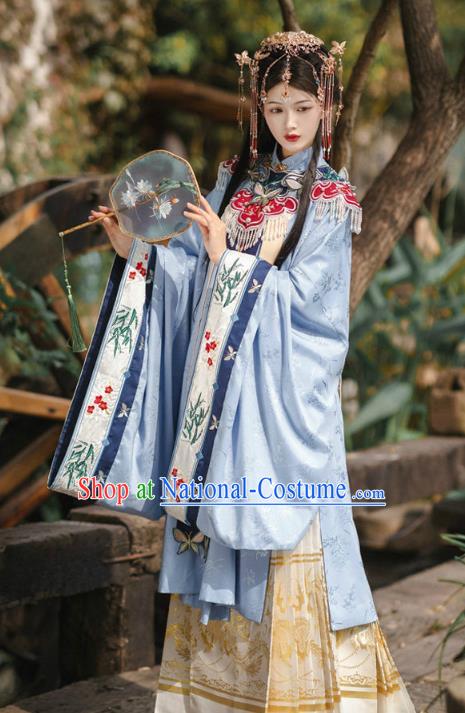 China Ming Dynasty Royal Princess Clothing Ancient Court Beauty Embroidered Dress Apparels Traditional Hanfu Garments for Women