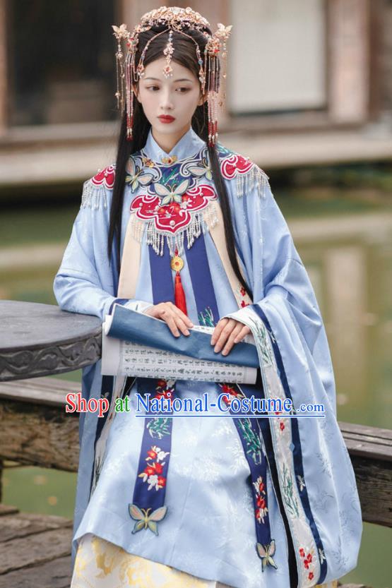 China Ming Dynasty Royal Princess Clothing Ancient Court Beauty Embroidered Dress Apparels Traditional Hanfu Garments for Women