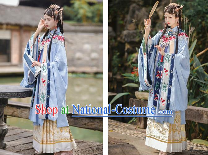 China Ming Dynasty Royal Princess Clothing Ancient Court Beauty Embroidered Dress Apparels Traditional Hanfu Garments for Women