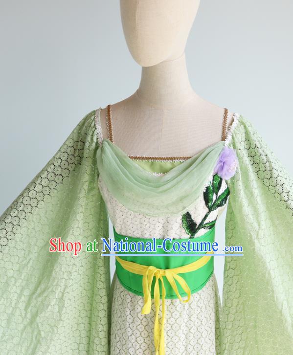 China Cosplay Drama Seven Fairy Lv Er Clothing Ancient Young Lady Garments Traditional Song Dynasty Princess Green Hanfu Dress