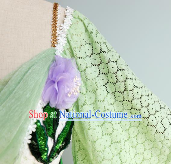 China Cosplay Drama Seven Fairy Lv Er Clothing Ancient Young Lady Garments Traditional Song Dynasty Princess Green Hanfu Dress