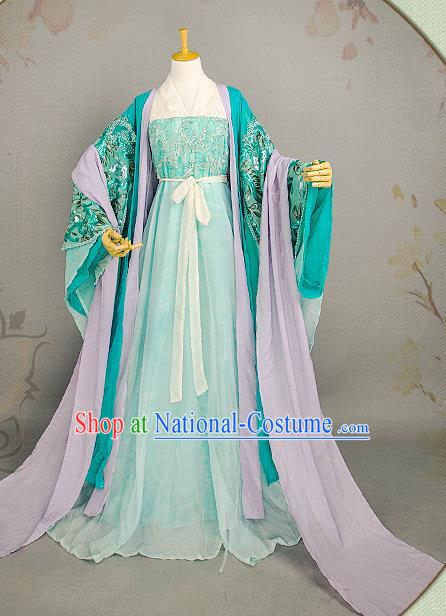 China Traditional Song Dynasty Princess Green Hanfu Dress Cosplay Fairy Hua Qiangu Clothing Ancient Court Lady Garments