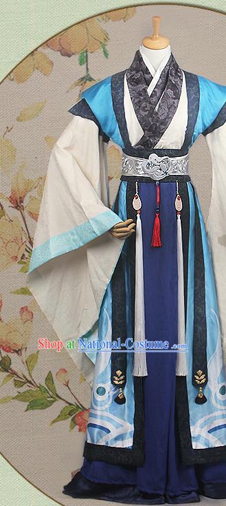 China Traditional Cosplay Swordsman Hanfu Clothing Ancient Noble Childe Apparels Han Dynasty Emperor Garment Costumes