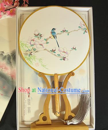 China Hand Painting Begonia Bird Fan Traditional Silk Fan Cheongsam Circular Fan Dance Palace Fan