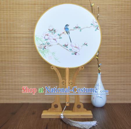 China Hand Painting Begonia Bird Fan Traditional Silk Fan Cheongsam Circular Fan Dance Palace Fan