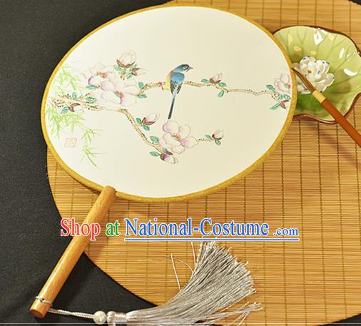 China Hand Painting Begonia Bird Fan Traditional Silk Fan Cheongsam Circular Fan Dance Palace Fan