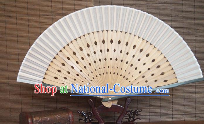 China Classical White Silk Accordion Handmade Fans Traditional Dance Folding Fan Bamboo Fan