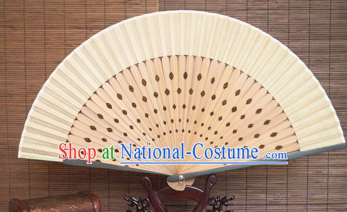 China Bamboo Fan Classical Beige Silk Accordion Handmade Fans Traditional Dance Folding Fan