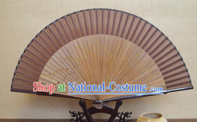 China Bamboo Fan Classical Brown Silk Accordion Handmade Fans Traditional Dance Folding Fan