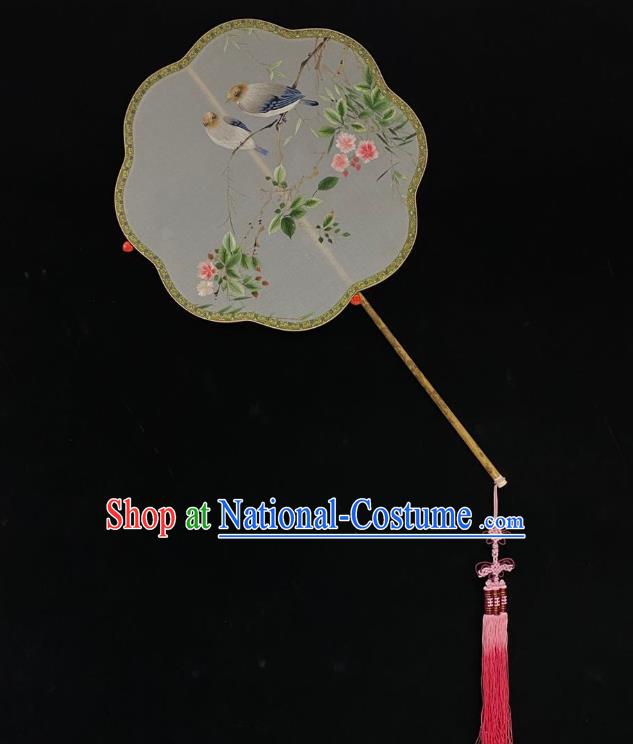 China Classical Palace Fan Handmade Suzhou Embroidered Flower Bird Fan Traditional Silk Fans Cheongsam Dance Fan