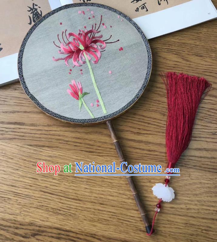 China Traditional Silk Fans Cheongsam Dance Circular Fan Classical Palace Fan Handmade Double Side Suzhou Embroidered Fan