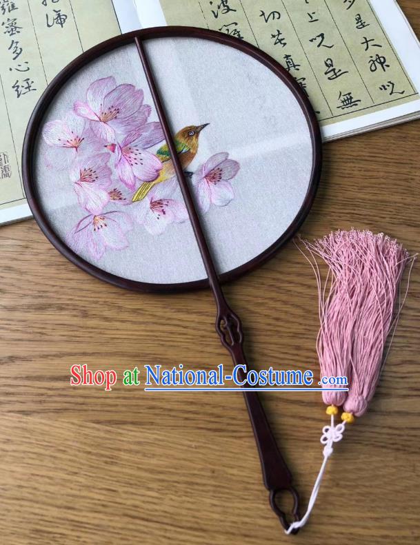 China Handmade Double Side Suzhou Embroidered Fan Traditional Silk Fans Cheongsam Dance Circular Fan Classical Palace Fan