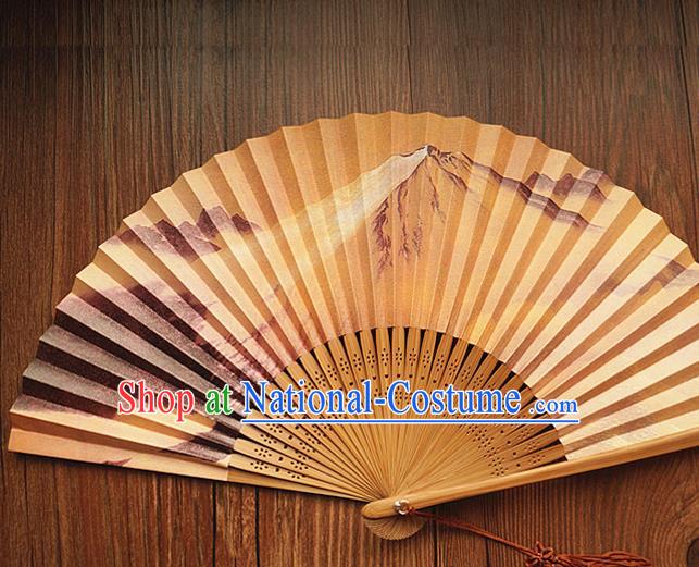 China Classical Silk Accordion Handmade Printing Mount Fuji Fan Traditional Dance Folding Fans Bamboo Fan