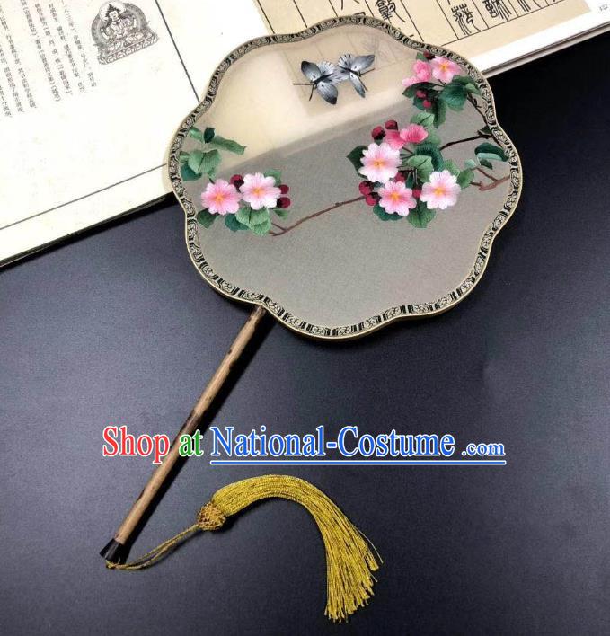 China Cheongsam Dance Fan Classical Palace Fan Handmade Double Side Suzhou Embroidered Begonia Fan Traditional Silk Fans